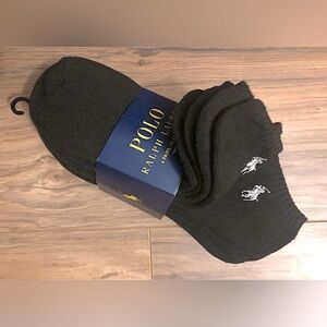Polo Ralph Lauren Classic Sport 6-Pair Men's Low Cut Socks Black with White Pony